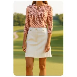 J MCLAUGHLIN SKIRT PENCIL MINI QUILTED SPORTY POCKETS CHIC CASUAL PREPPY WHITE 2